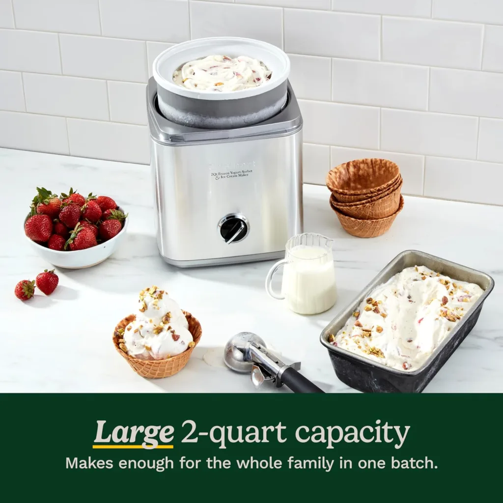 Cuisinart Ice Cream Maker Machine, 1.5 Quart Sorbet, Frozen Yogurt Maker, Double Insulated, White, ICE-21P1